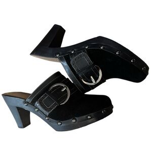 Vintage Liz Claiborne chunky buckle clog mule heels//Boho Chic Indie Sleaze